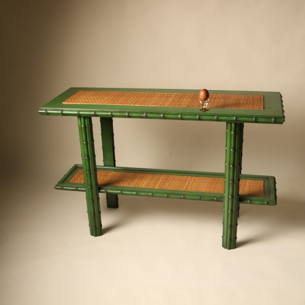 Console faux-bambou et rotin
