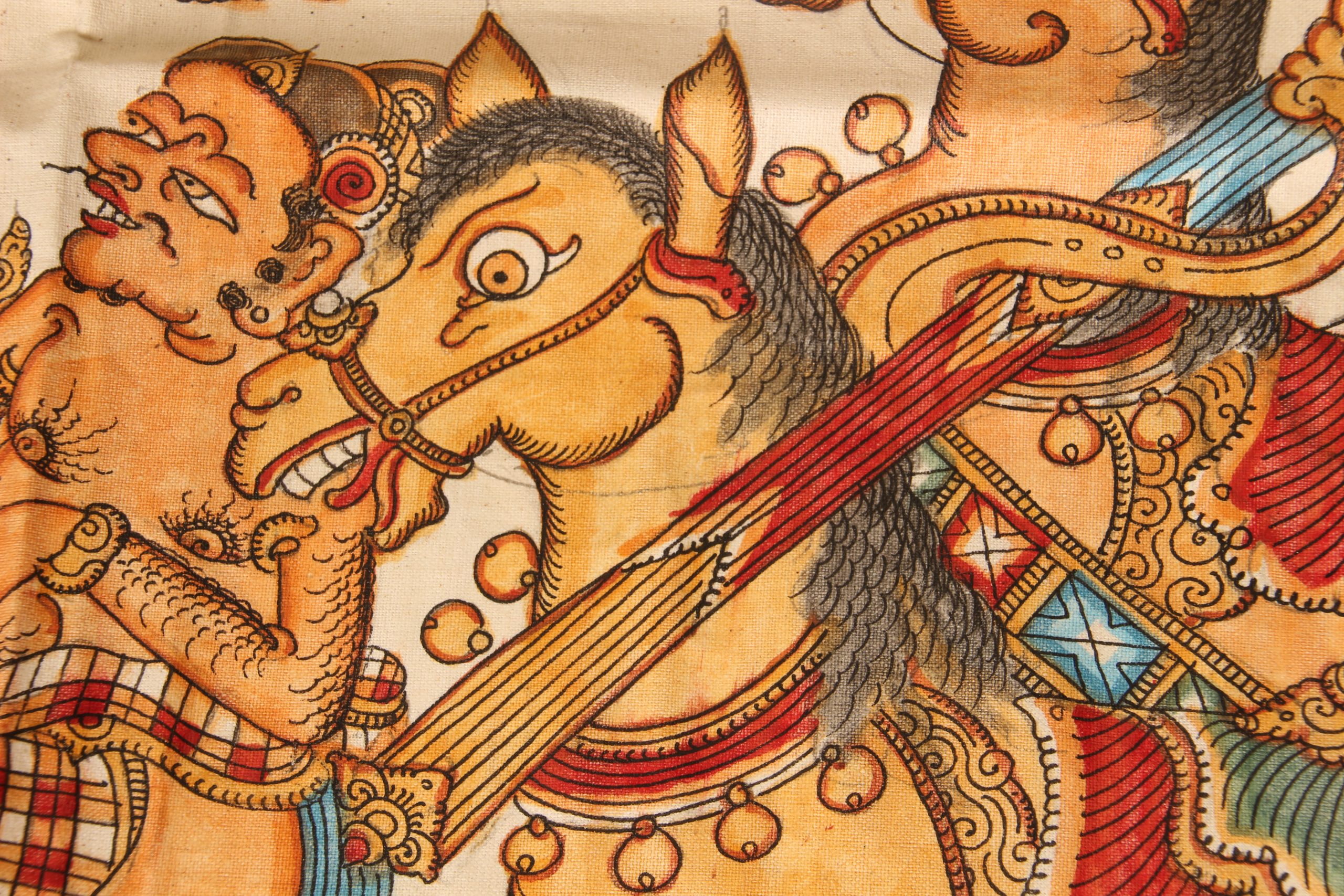 Toile de Kamasan Balinaise peinte à la main – Image 11